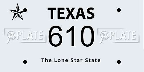 610 Texas License Plate