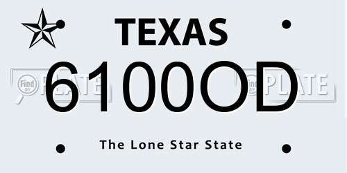 6100OD Texas License Plate