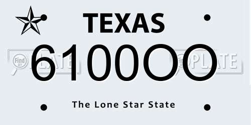 6100OO Texas License Plate