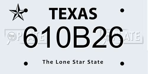 610B26 Texas License Plate