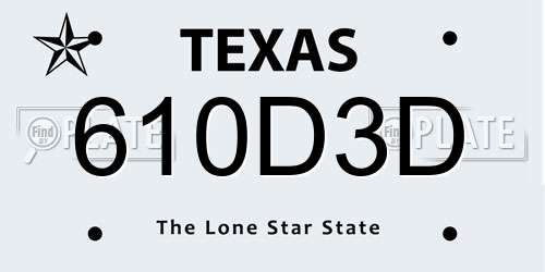 610D3D Texas License Plate