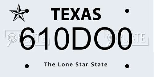 610DO0 Texas License Plate