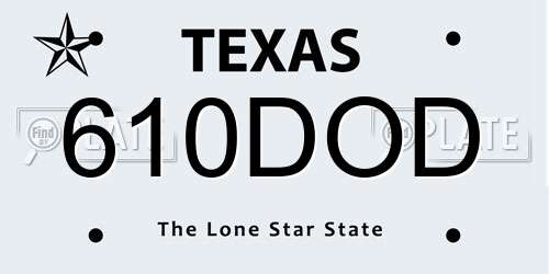 610DOD Texas License Plate