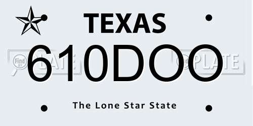 610DOO Texas License Plate