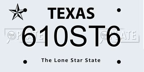 610ST6 Texas License Plate