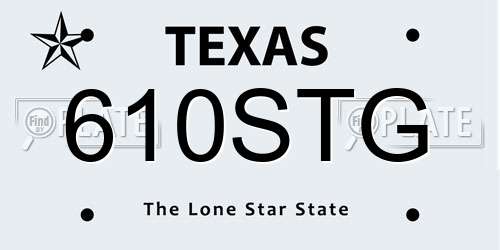 610STG Texas License Plate