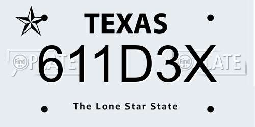 611D3X Texas License Plate
