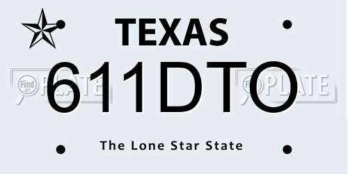 611DTO Texas License Plate