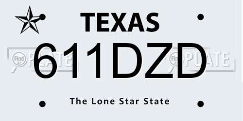 611DZD Texas License Plate