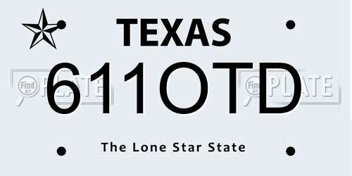 611OTD Texas License Plate