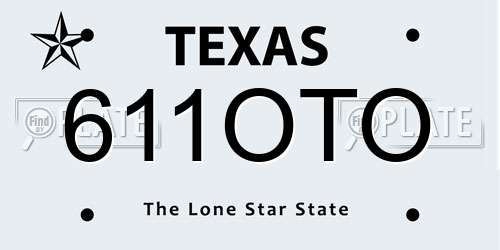 611OTO Texas License Plate