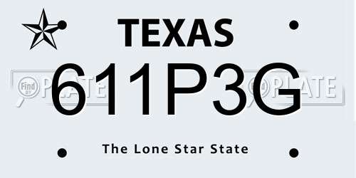 611P3G Texas License Plate