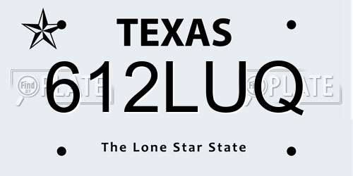 612LUQ Texas License Plate