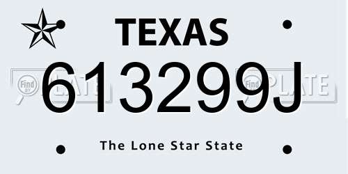 613299J Texas License Plate