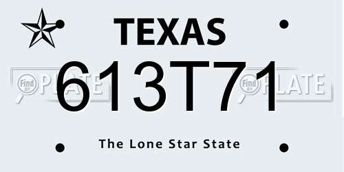 613T71 Texas License Plate