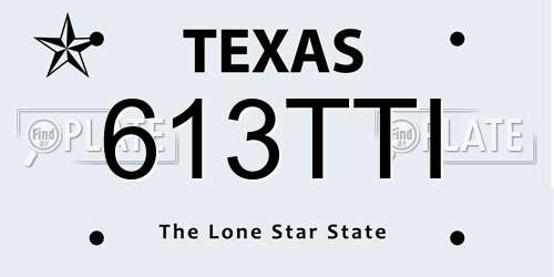 613TTI Texas License Plate