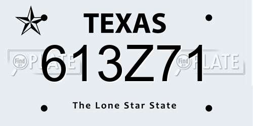 613Z71 Texas License Plate