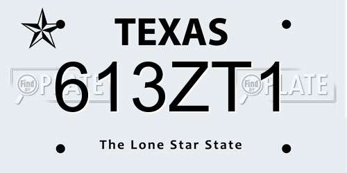 613ZT1 Texas License Plate