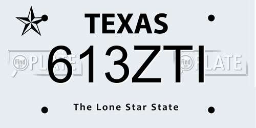 613ZTI Texas License Plate