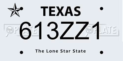 613ZZ1 Texas License Plate