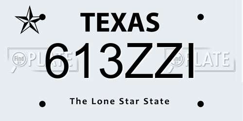 613ZZI Texas License Plate