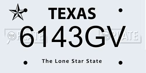 6143GV Texas License Plate