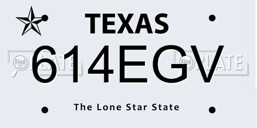 614EGV Texas License Plate