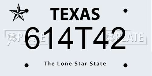 614T42 Texas License Plate