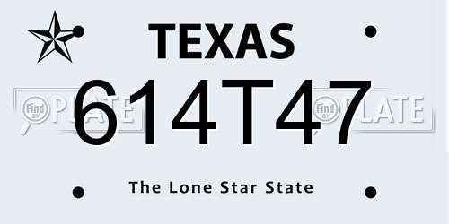 614T47 Texas License Plate