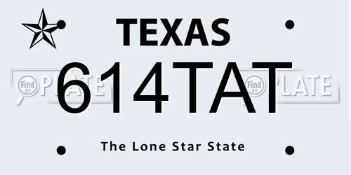 614TAT Texas License Plate