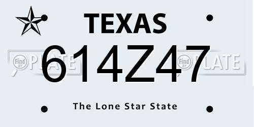 614Z47 Texas License Plate
