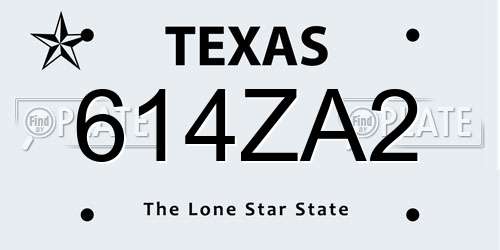 614ZA2 Texas License Plate