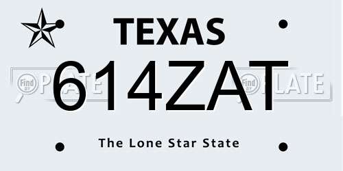 614ZAT Texas License Plate