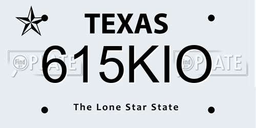 615KIO Texas License Plate