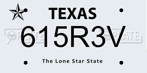 615R3V Texas License Plate