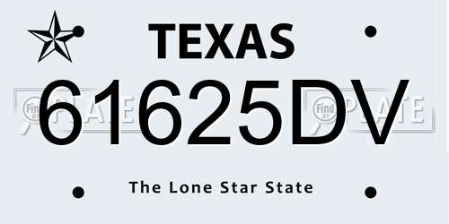 61625DV Texas License Plate