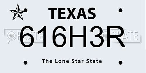 616H3R Texas License Plate