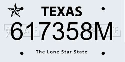 617358M Texas License Plate