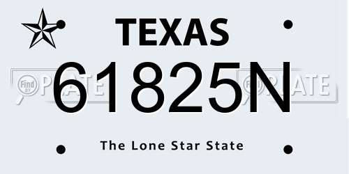 61825N Texas License Plate
