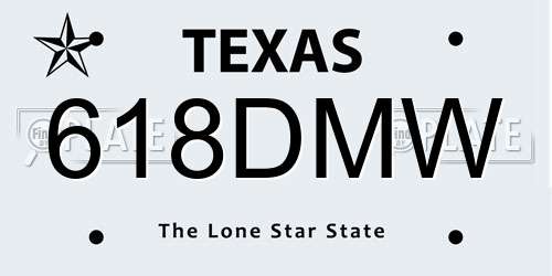 618DMW Texas License Plate