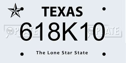 618K10 Texas License Plate