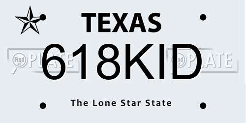 618KID Texas License Plate