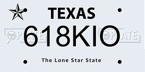 618KIO Texas License Plate