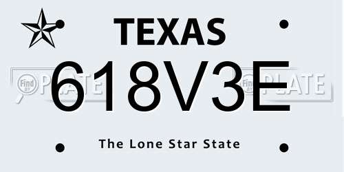 618V3E Texas License Plate