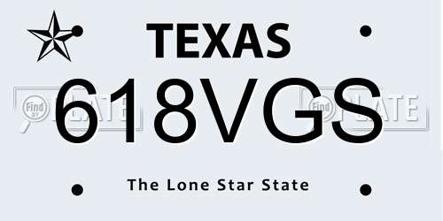 618VGS Texas License Plate