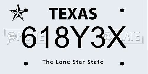 618Y3X Texas License Plate