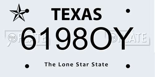6198OY Texas License Plate