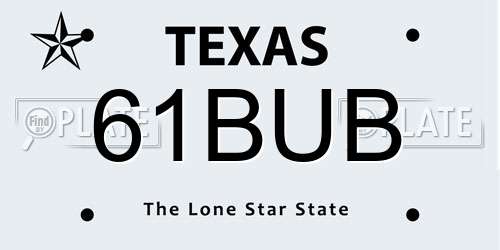 61BUB Texas License Plate