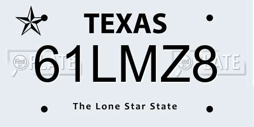 61LMZ8 Texas License Plate
