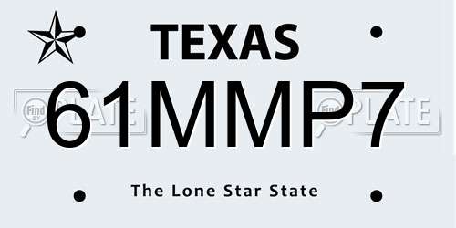 61MMP7 Texas License Plate
